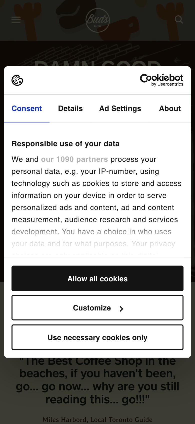 Bud's Coffee: their current website