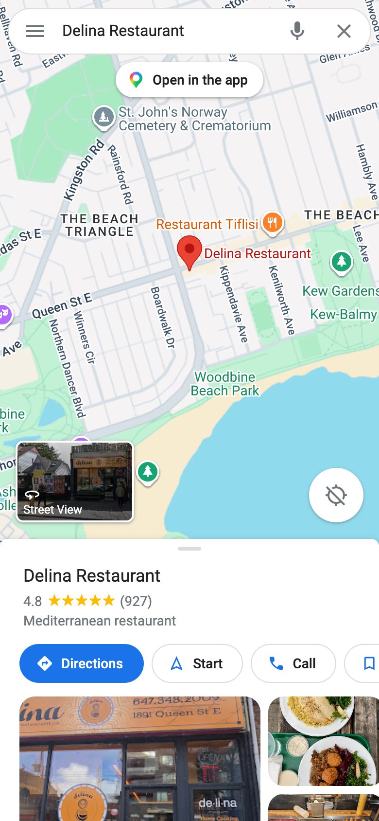 Delina Restaurant: their current website